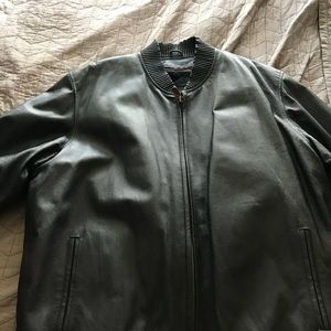 Navy blue leather jacket